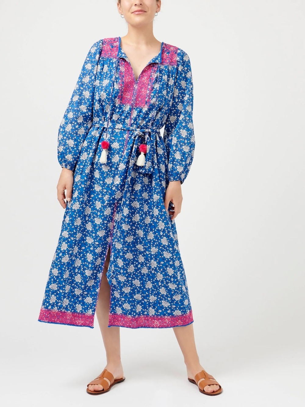 J.Crew Belted Tunic Dress Caftan in Night Sky Block Print Size Small